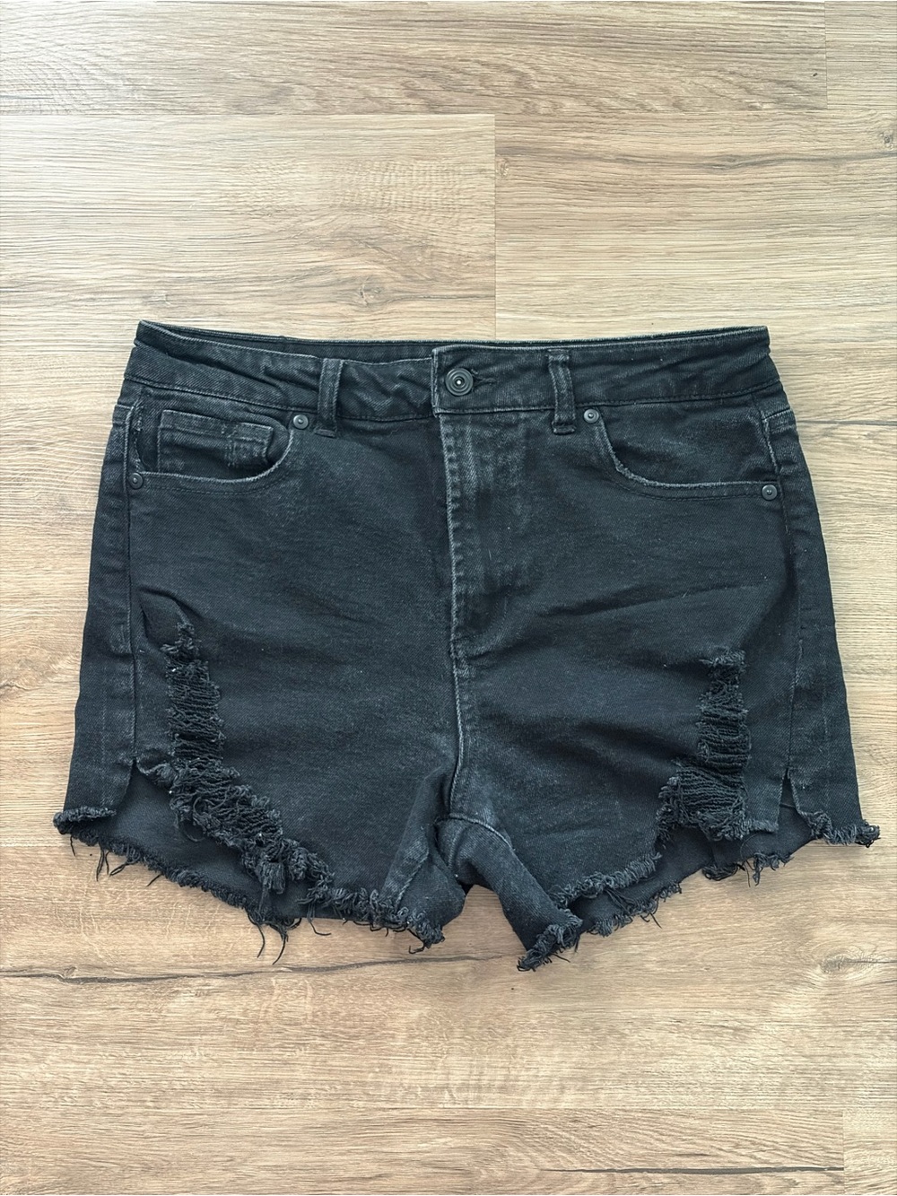 BCBG Black High Rise Grunge Distressed Alternative Shorts